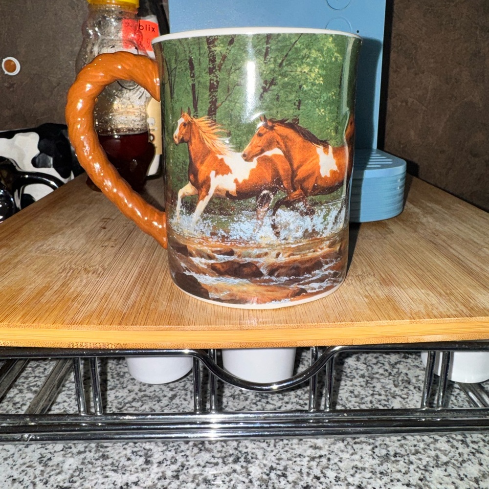 Wild Horse Ceramic Mug with Brown Handle
